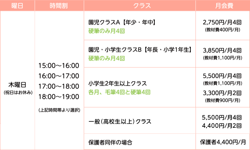 時間割 月会費