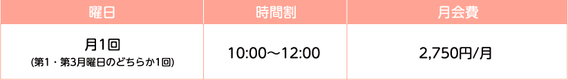 時間割 月会費