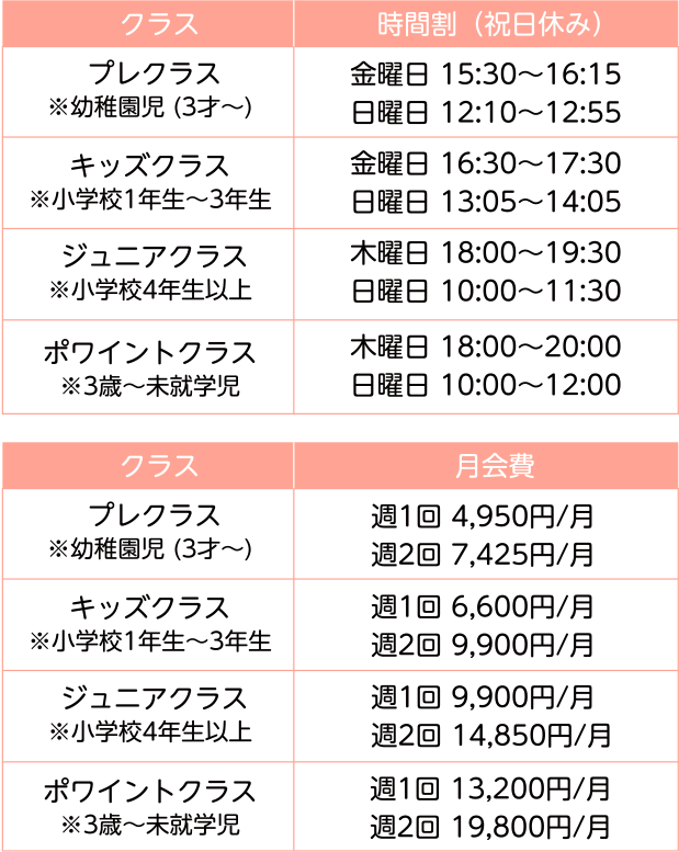 時間割 月会費